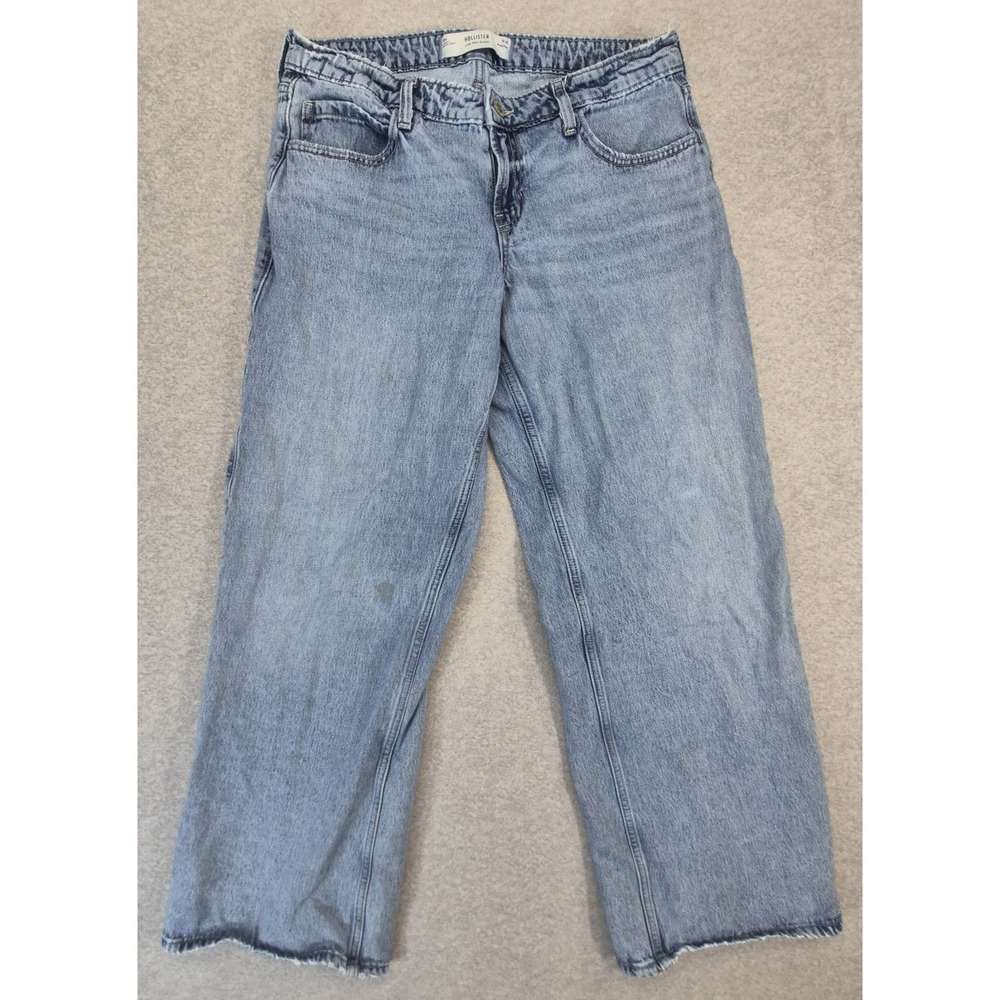 Hollister Women 10 Jeans High Rise Wide-Leg Blue Denim 90s Baggy 30x30 Cotton